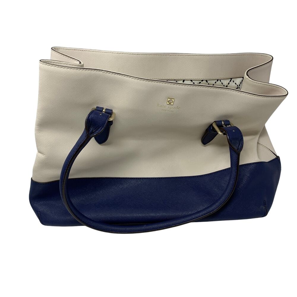 Kate Spade Cove Street Airell Two Tone Large Tote Colorblock Navy Cream *FLAW